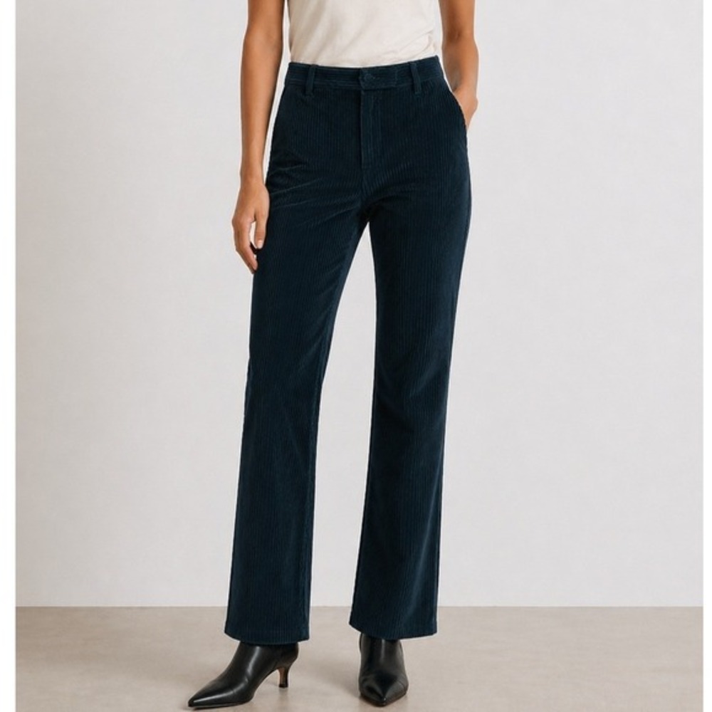 Aritzia Babaton Albers Cropped Kick Flare Pants Women's Size 4‎ Green Corduroy